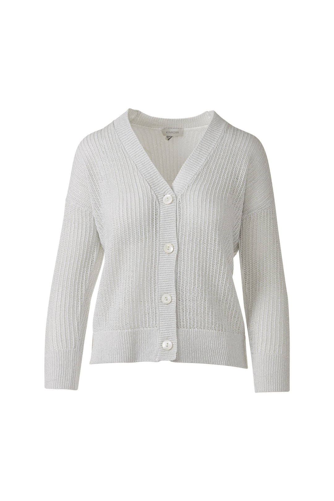 Kinross Open Texture Lurex Cardigan available at Barbara Katz