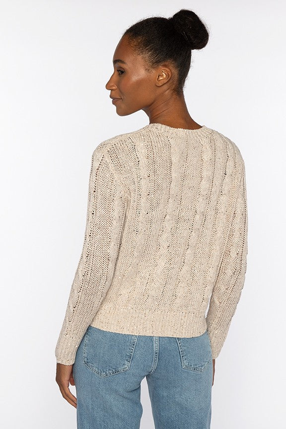 Kinross Sequin Cable Vee Sweater available at Barbara Katz