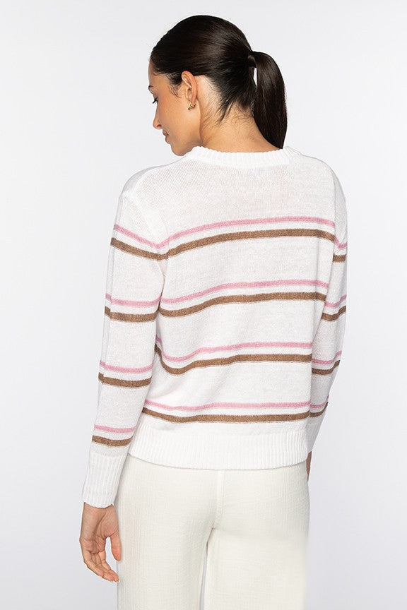 Kinross Textured Stripe Crew Sweater available at Barbara Katz