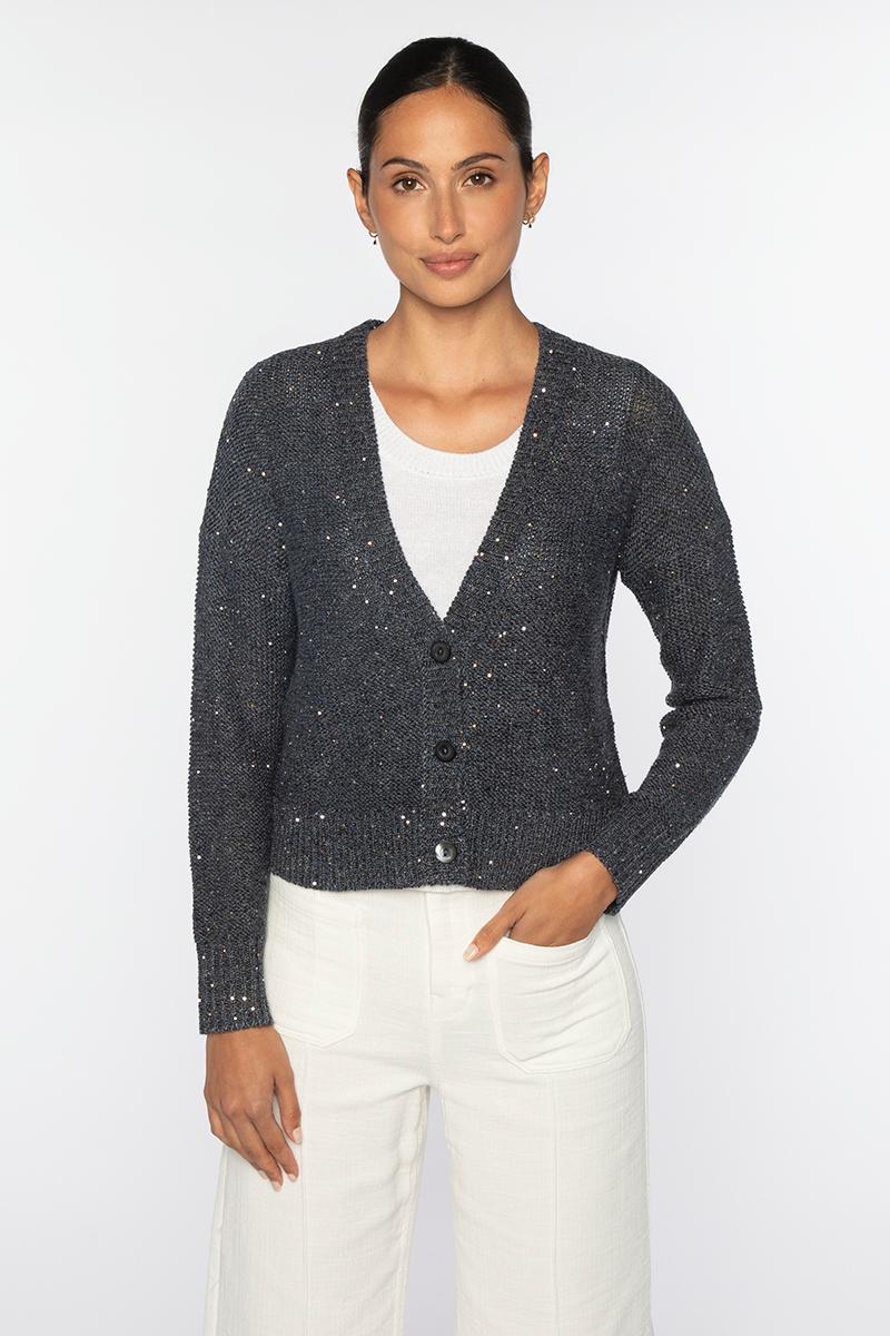 Kinross Sequin Vee Cardigan available at Barbara Katz