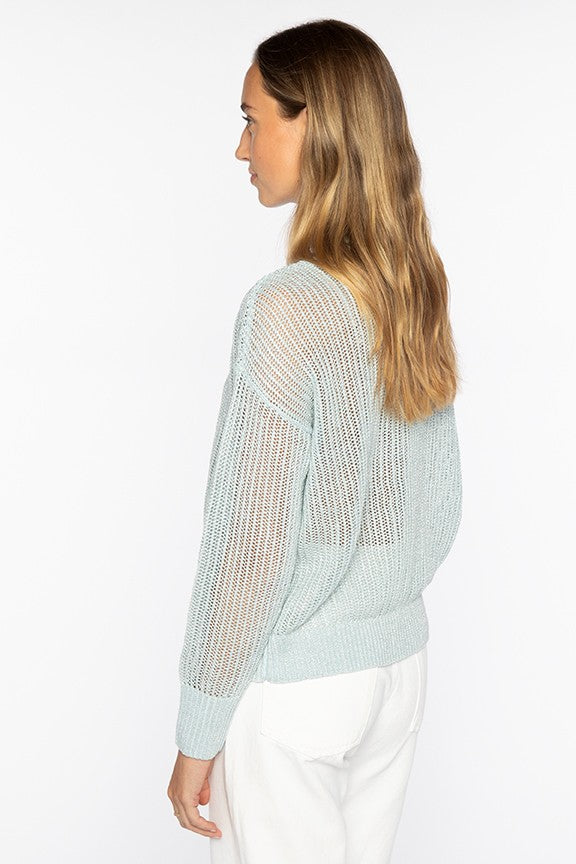 Kinross Open Texture Lurex Crew Sweater available at Barbara Katz