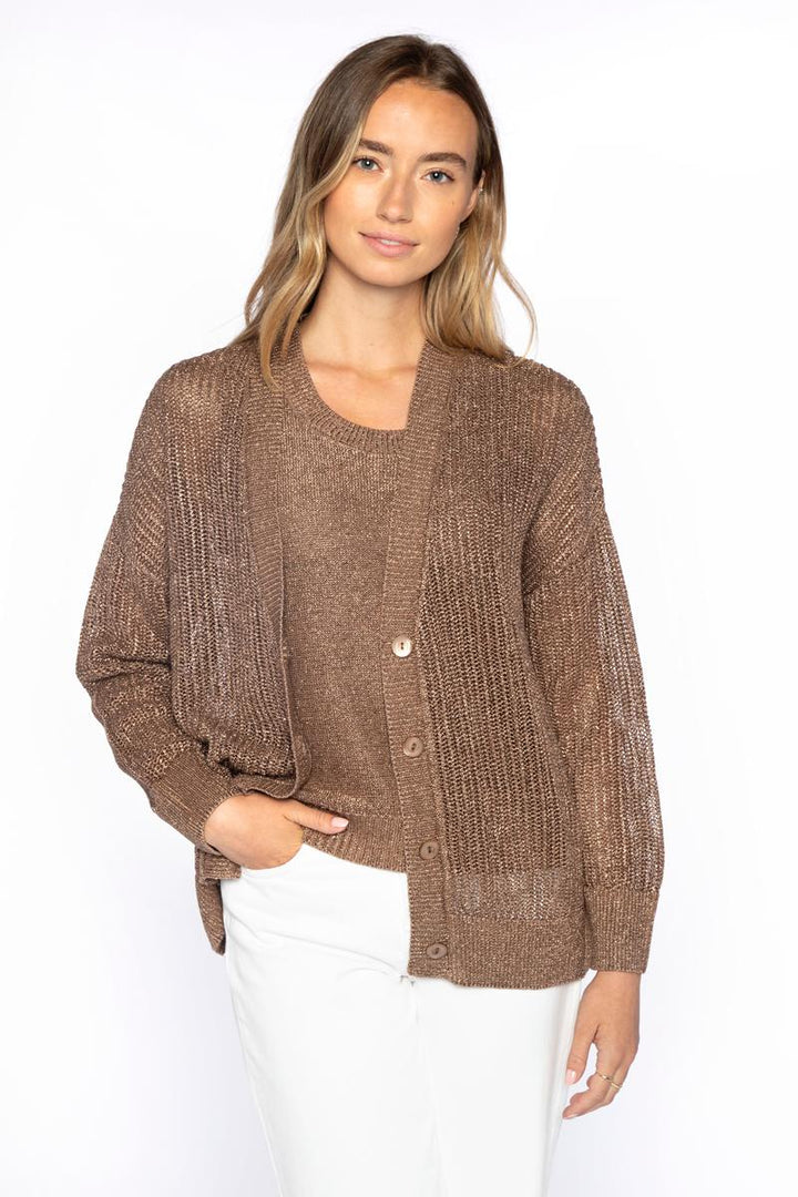 Kinross Open Texture Lurex Cardigan available at Barbara Katz