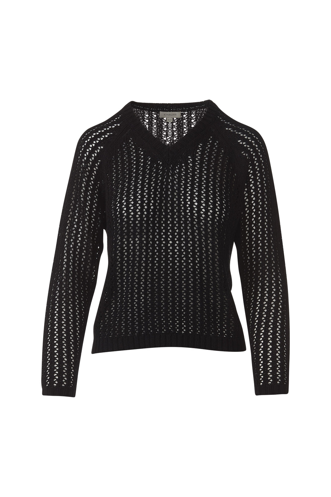 Kinross Openwork Raglan Vee Sweater available at Barbara Katz