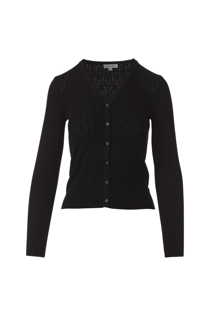 Kinross Pointelle Button Front Vee Sweater available at Barbara Katz