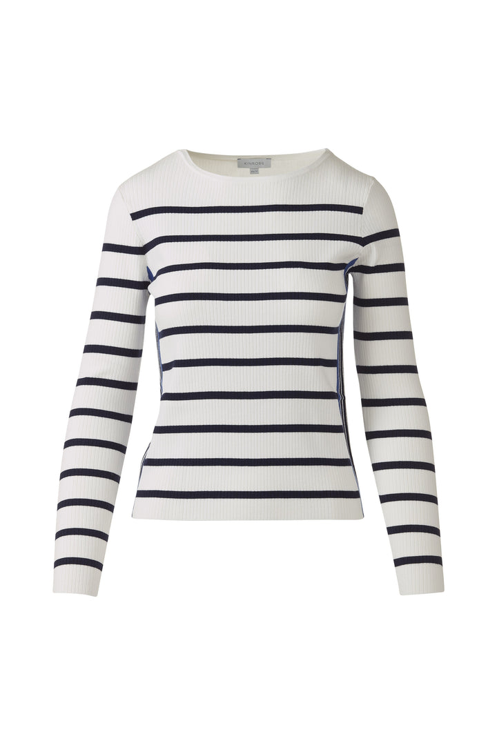 Kinross Tipped Rib Stripe Boatneck Sweater available at Barbara Katz