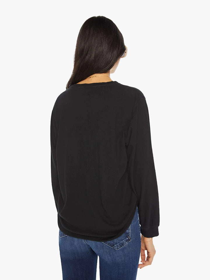 Mother L/S Slouchy Cut Off Tee - Black