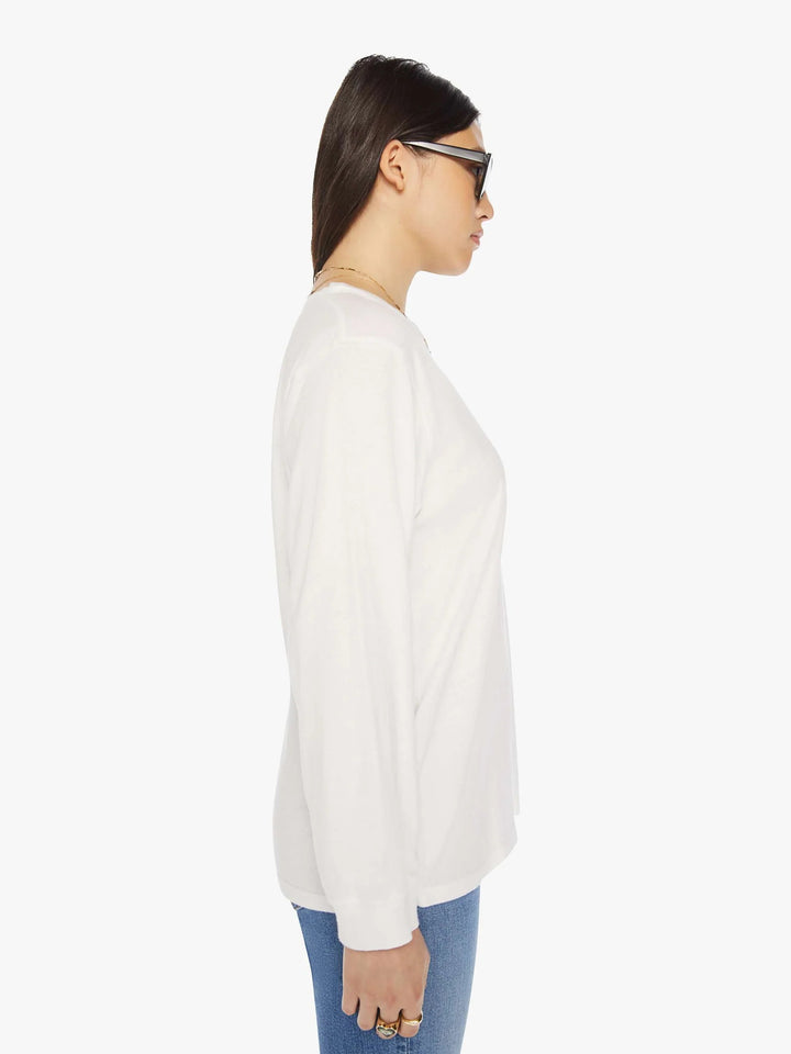 Mother LS Slouchy Cut Off Tee - White