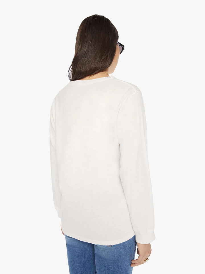 Mother LS Slouchy Cut Off Tee - White