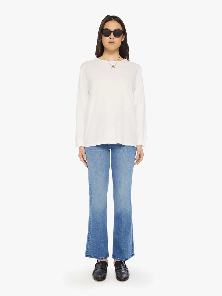 Mother LS Slouchy Cut Off Tee - White