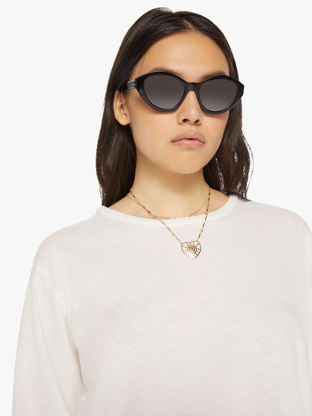 Mother LS Slouchy Cut Off Tee - White