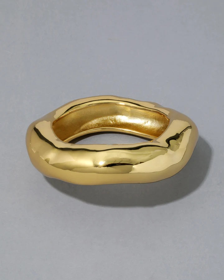 Large Molten Bangle Bracelet - Gold