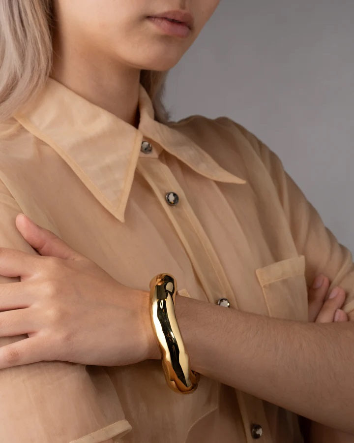 Large Molten Bangle Bracelet - Gold
