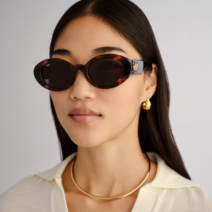 Le Specs Nouveau Vie Sunglasses in Dark Tort available at Barbara Katz