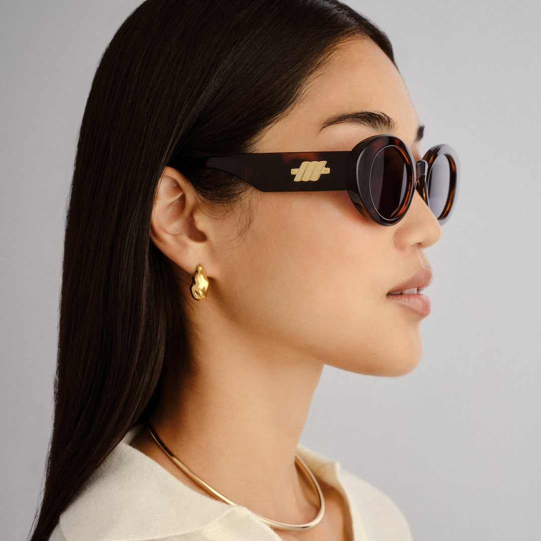 Le Specs Nouveau Vie Sunglasses in Dark Tort available at Barbara Katz