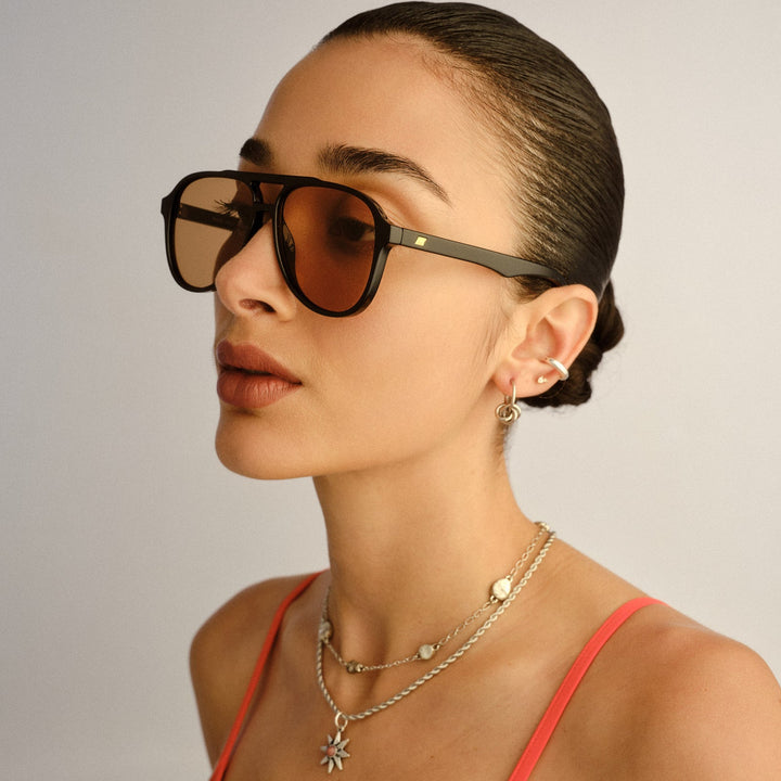 Le Specs Tragic Magic Sunglasses in Black available at Barbara Katz