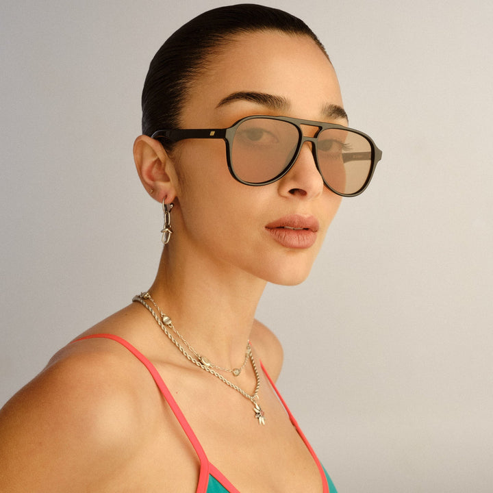 Le Specs Tragic Magic Sunglasses in Black available at Barbara Katz
