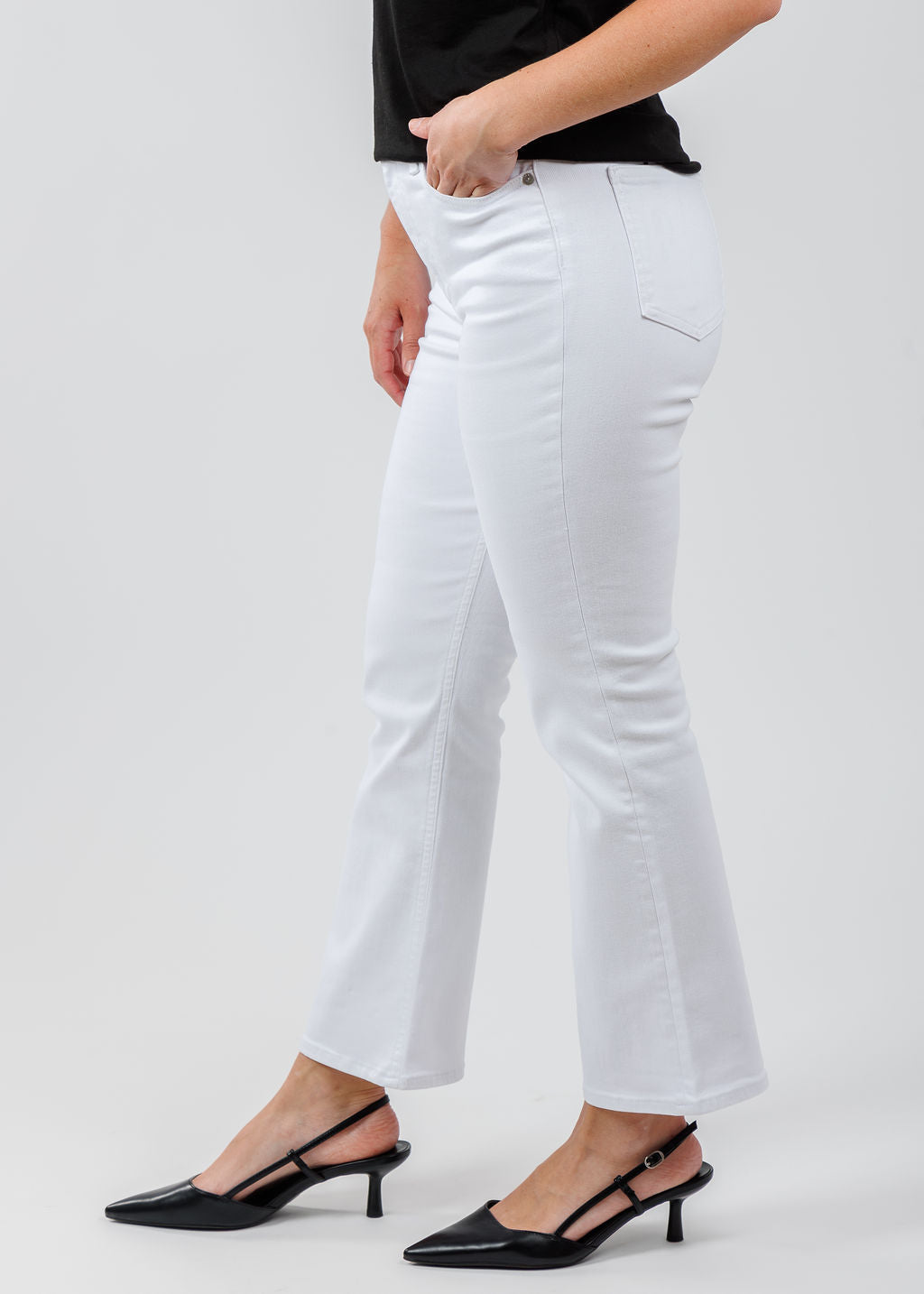 Pistola Lennon High Rise Crop Boot Jeans in Vivid White available at Barbara Katz