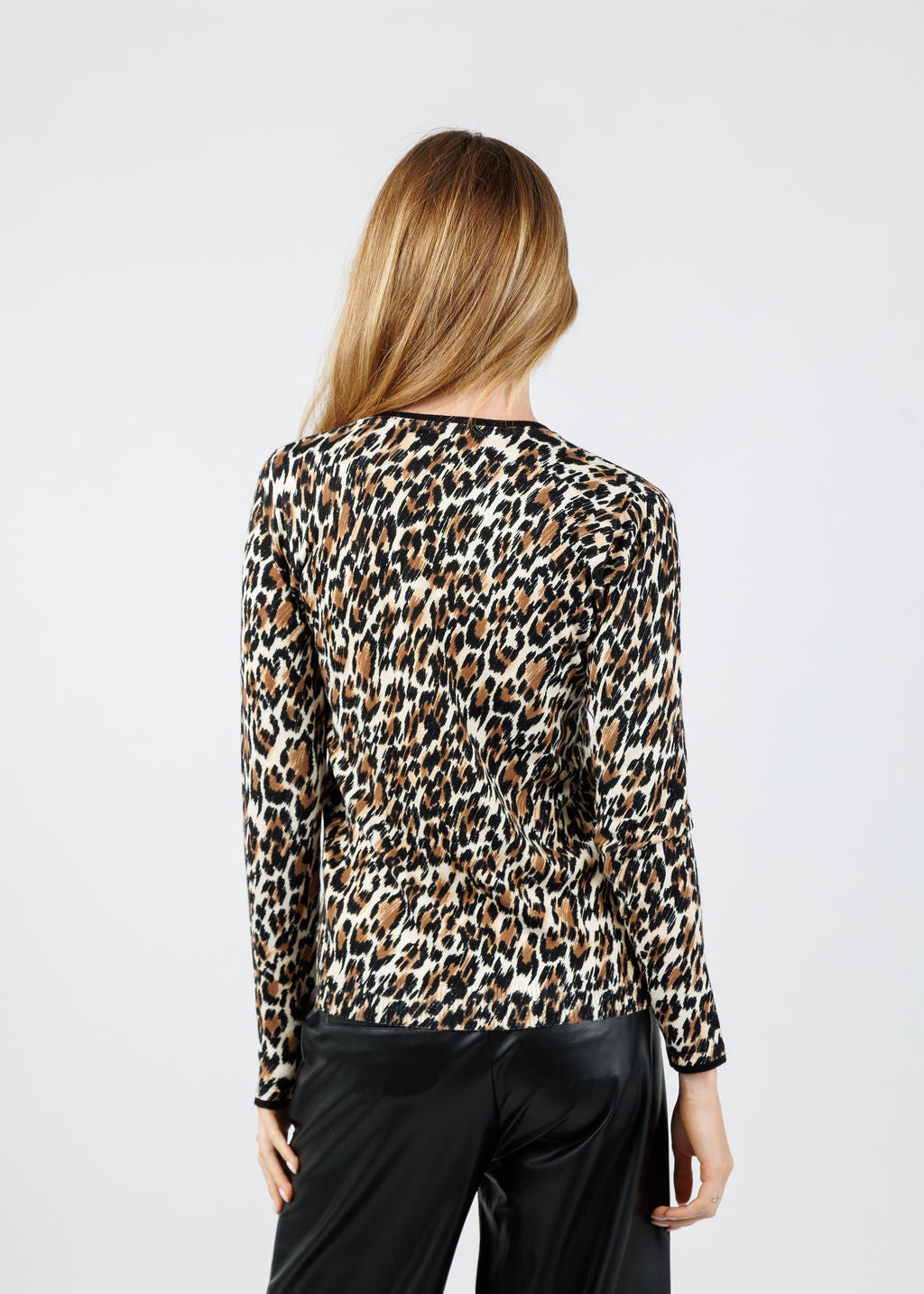 Leo & Ugo Agathe Leopard Sequin V-Neck Sweater in Multicolor available at Barbara Katz