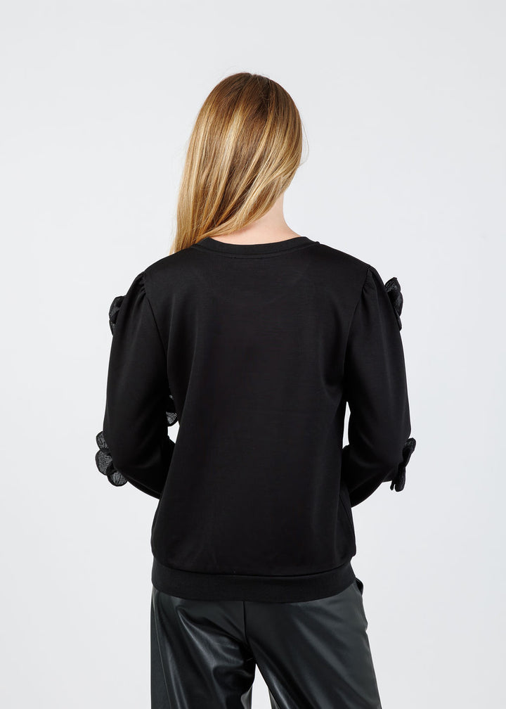 Leo & Ugo Alizee Floral 3D Sleeve Sweatshirt in Black available at Barbara Katz
