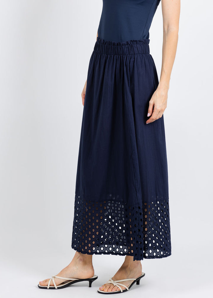 Leo & Ugo Erica Embroidered Circle Skirt in Navy available at Barbara Katz