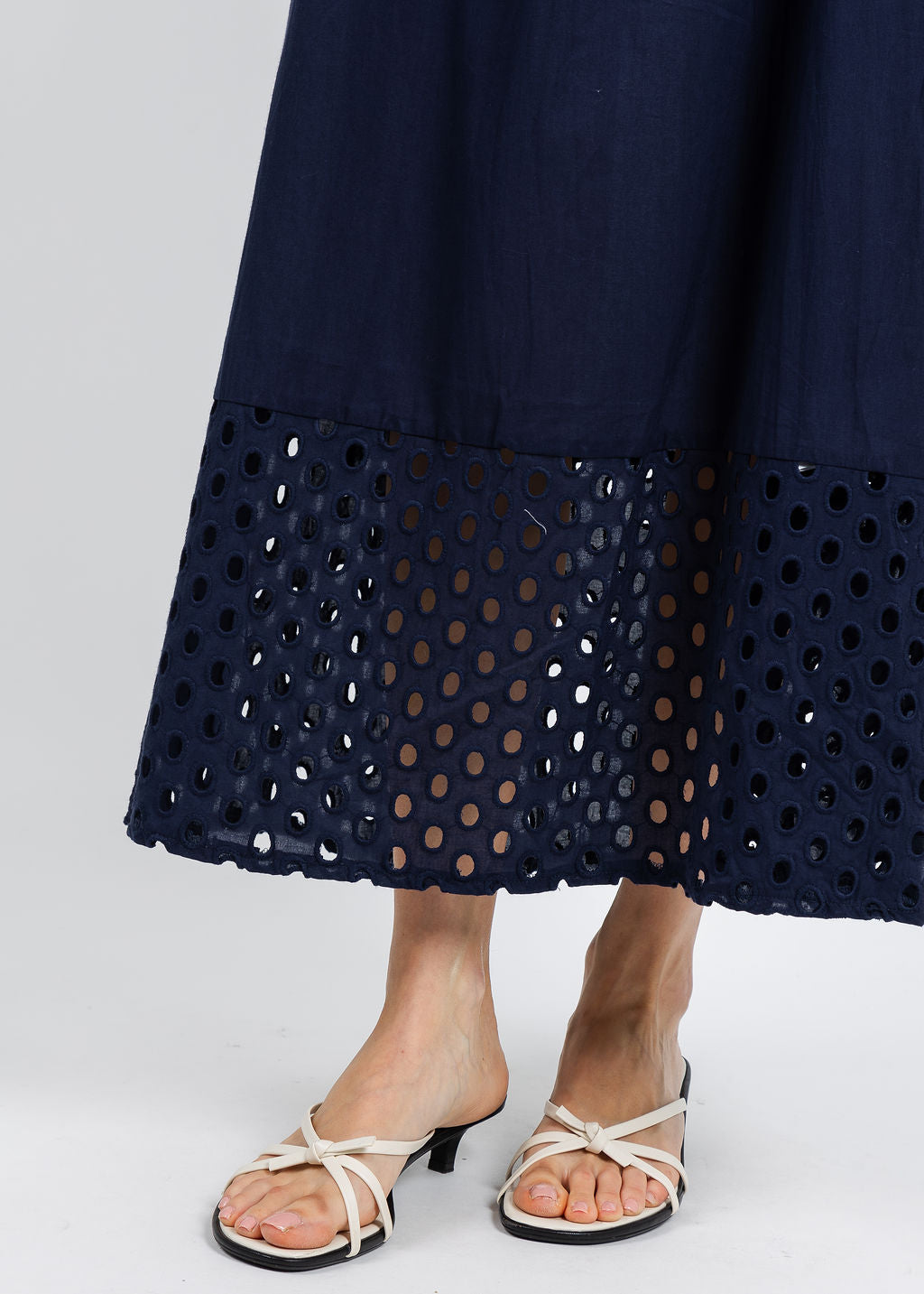 Leo & Ugo Erica Embroidered Circle Skirt in Navy available at Barbara Katz