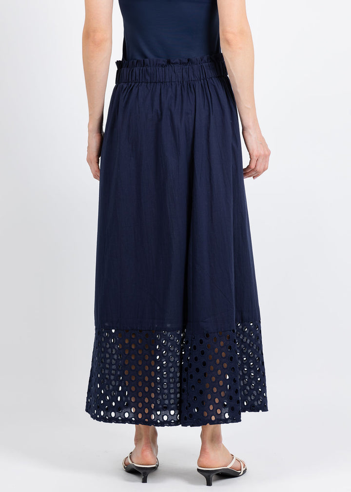 Leo & Ugo Erica Embroidered Circle Skirt in Navy available at Barbara Katz