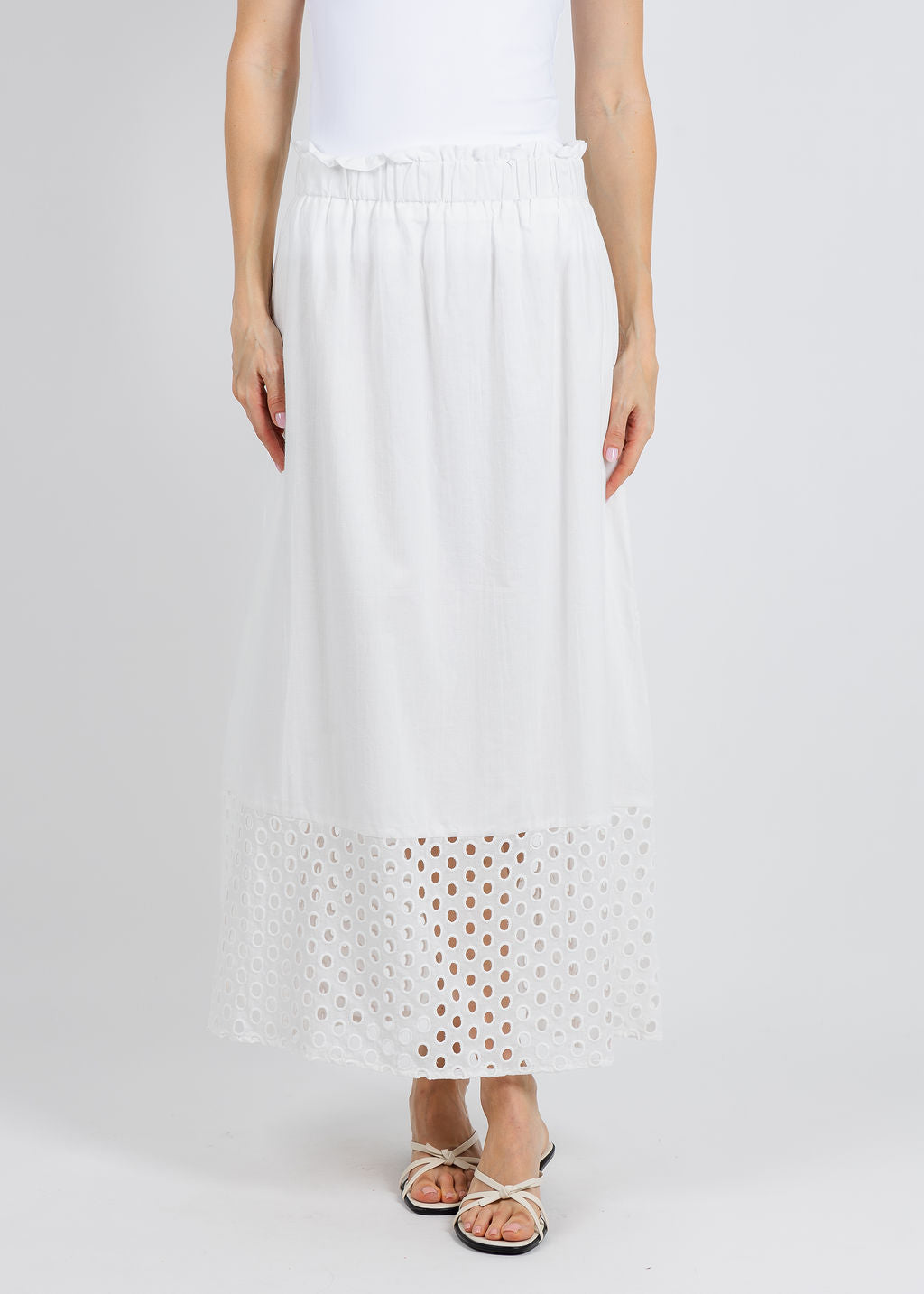 Leo & Ugo Erica Embroidered Circle Skirt in White available at Barbara Katz