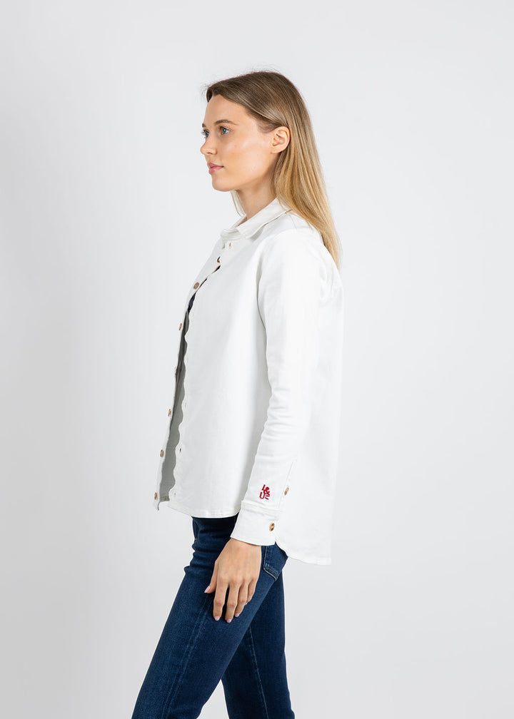 Leo & Ugo Grace Denim Shirt in White available at Barbara Katz