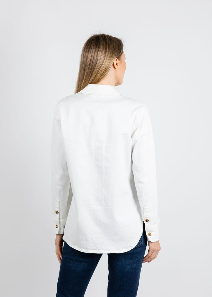 Leo & Ugo Grace Denim Shirt in White available at Barbara Katz