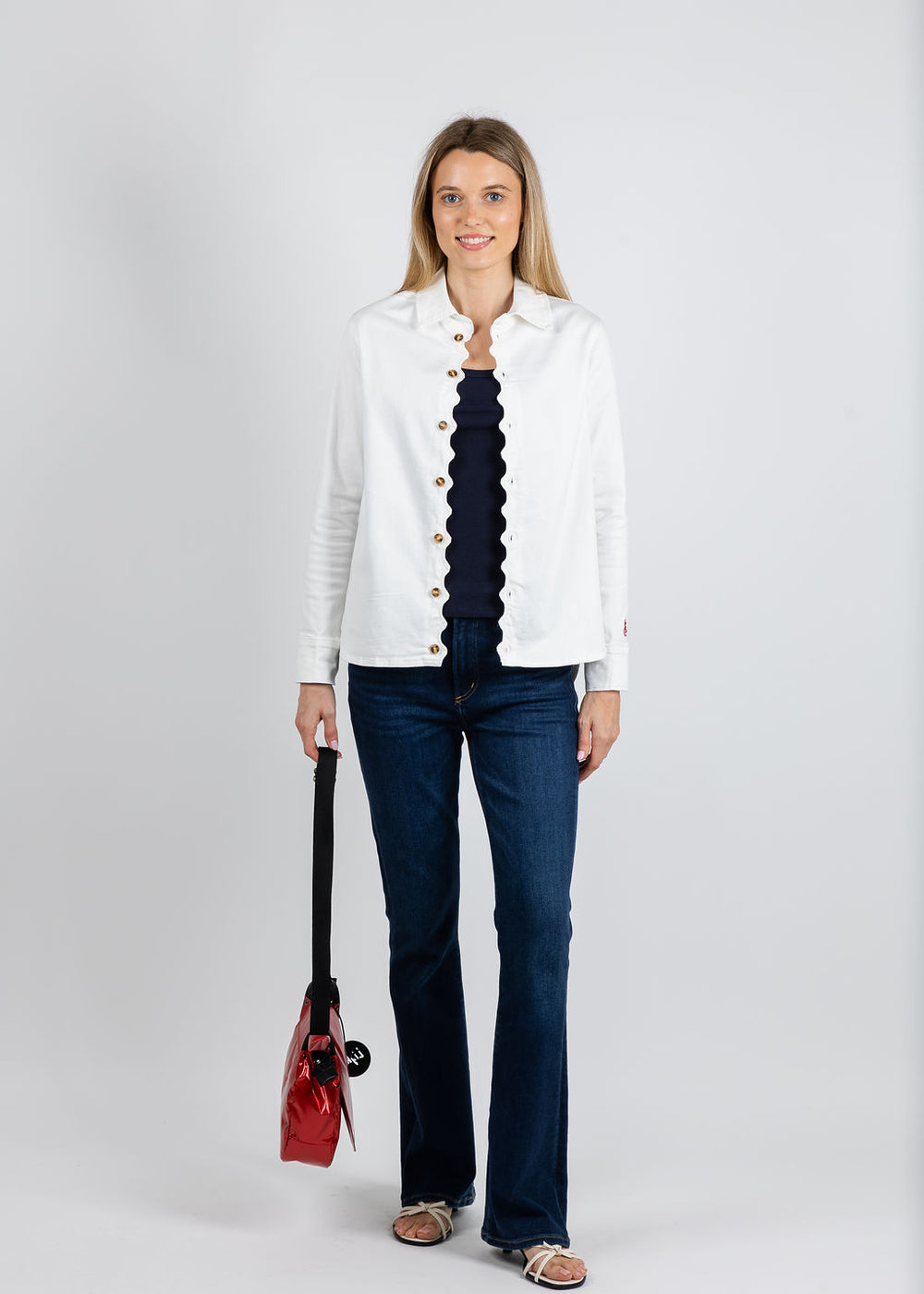 Leo & Ugo Grace Denim Shirt in White available at Barbara Katz