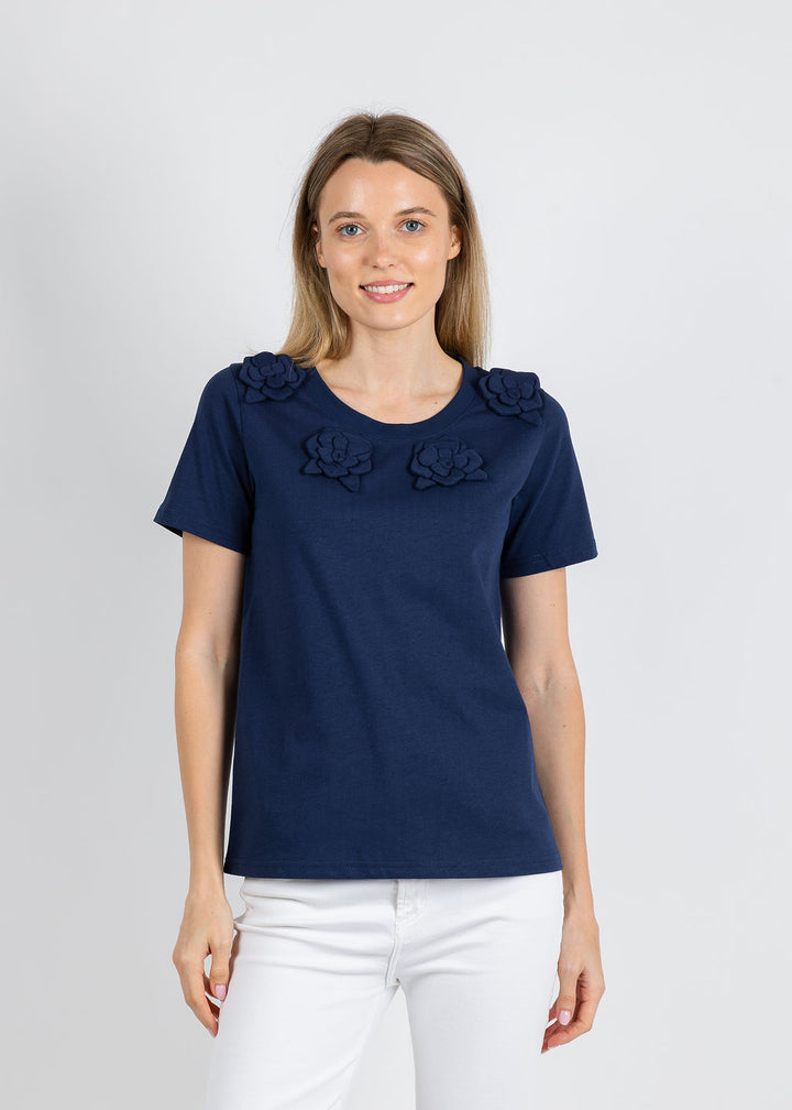 Iris Flower Top - Navy