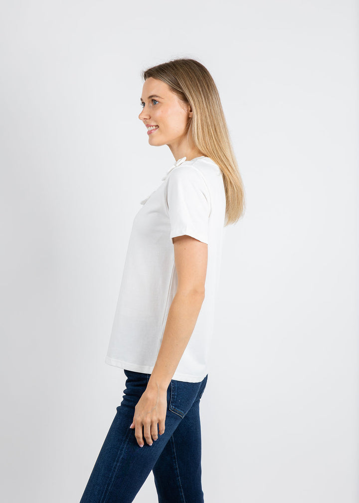 Leo & Ugo Iris Flower Top in White available at Barbara Katz