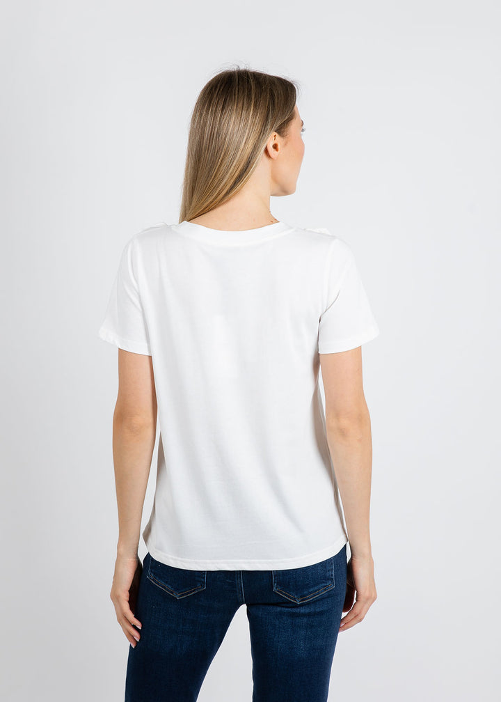 Leo & Ugo Iris Flower Top in White available at Barbara Katz