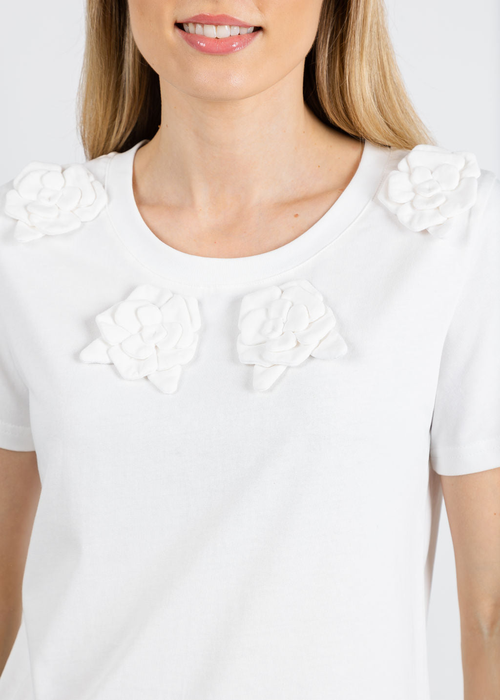 Leo & Ugo Iris Flower Top in White available at Barbara Katz