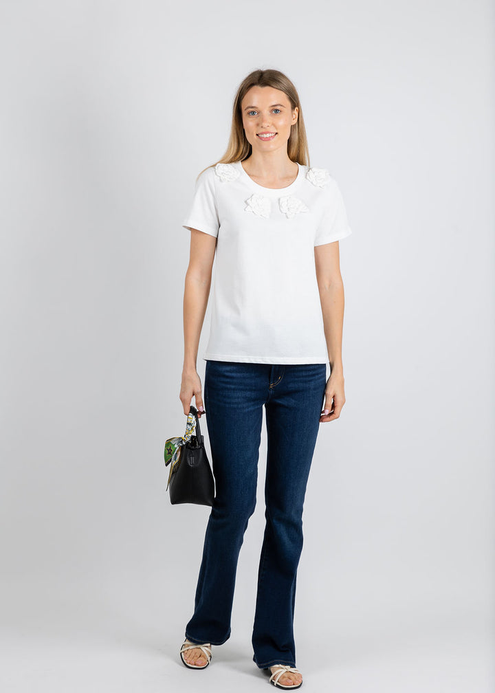 Leo & Ugo Iris Flower Top in White available at Barbara Katz
