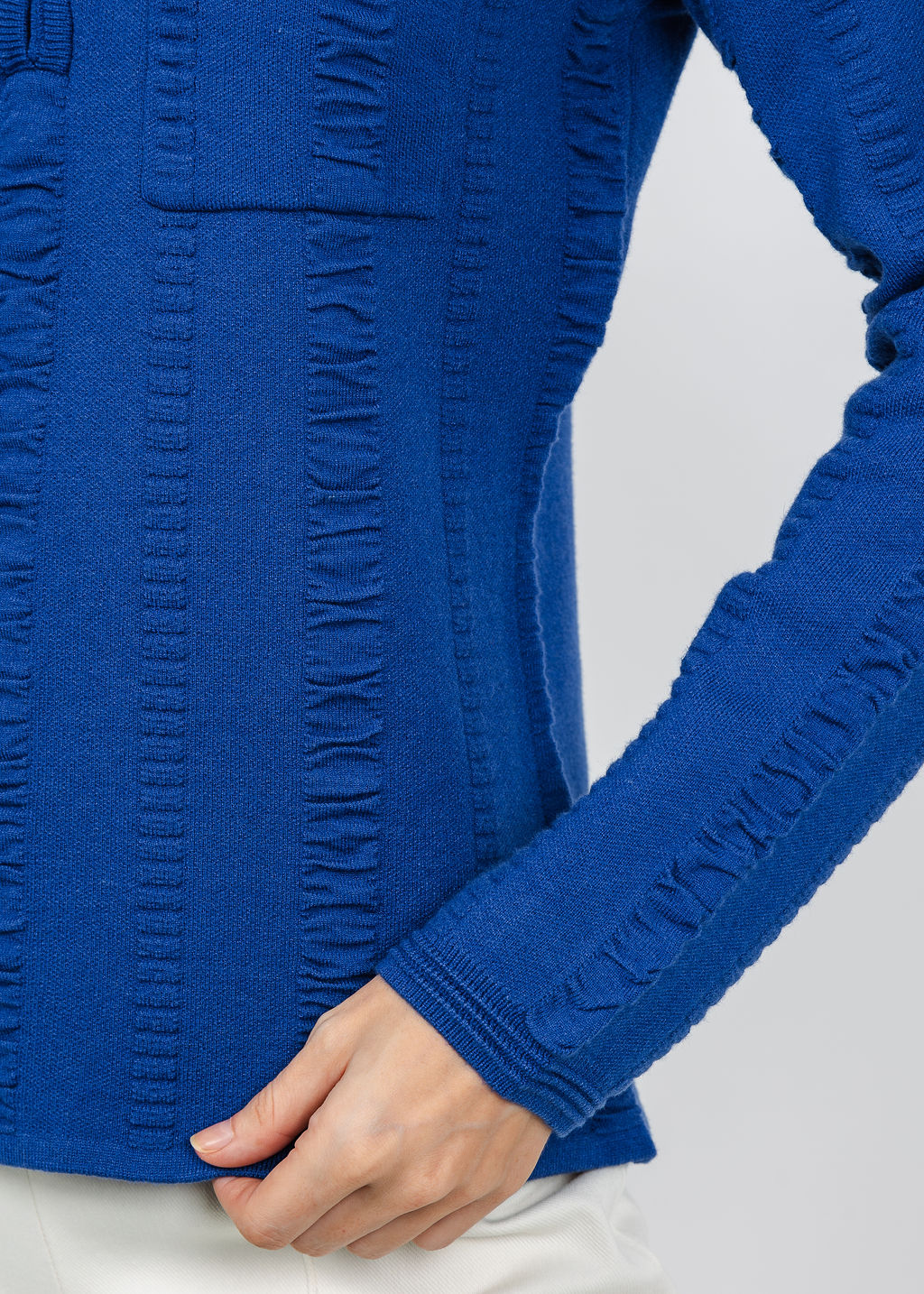 Leo &amp; Ugo Jewel Button Polo Top in Deep Blue available at Barbara Katz