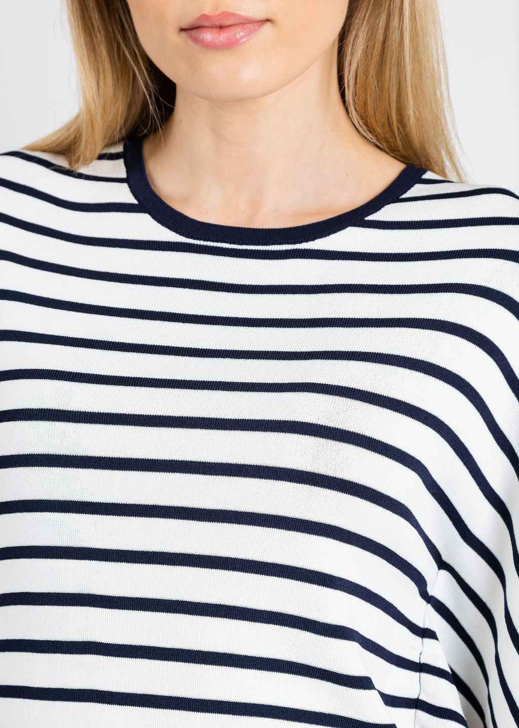 Leo & Ugo Relaxed Drapey Wide Stripe Top in White/Navy available at Barbara Katz