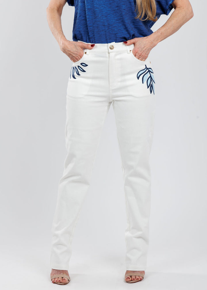Leo & Ugo Virginia Leaves Pants in White available at Barbara Katz