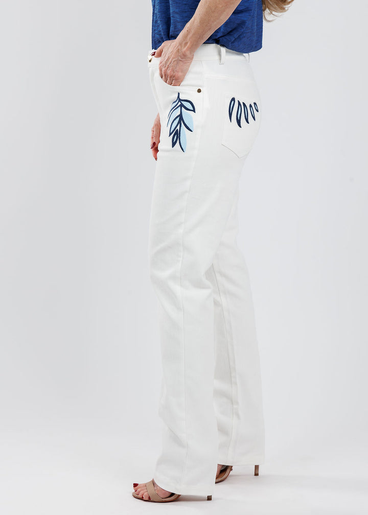 Leo & Ugo Virginia Leaves Pants in White available at Barbara Katz