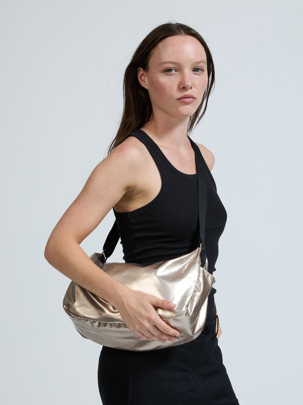 Jack Gomme Liris Light Original Shoulder Bag in Shiny Nacre available at Barbara Katz