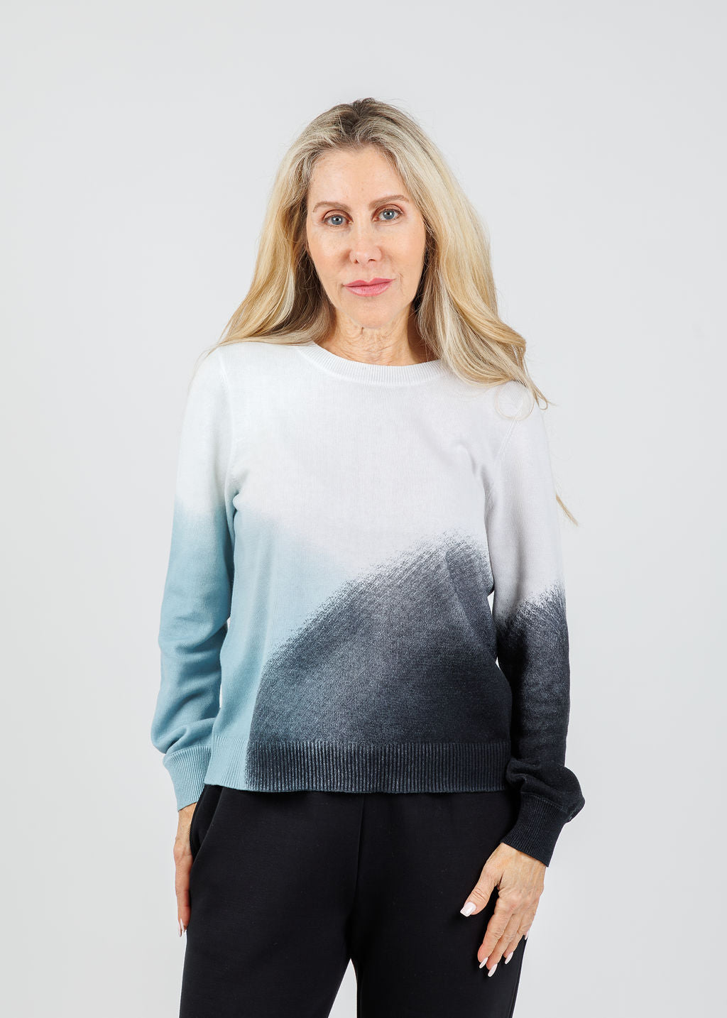 Lisa Todd Color Haze Sweater in Blue Combo available at Barbara Katz