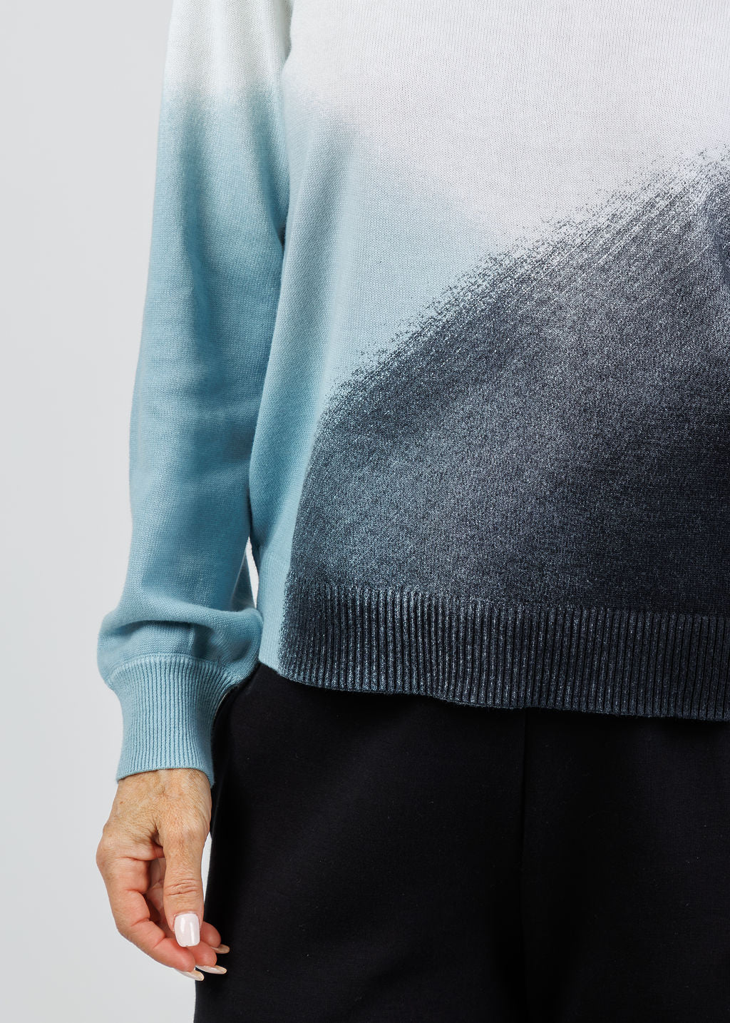Lisa Todd Color Haze Sweater in Blue Combo available at Barbara Katz