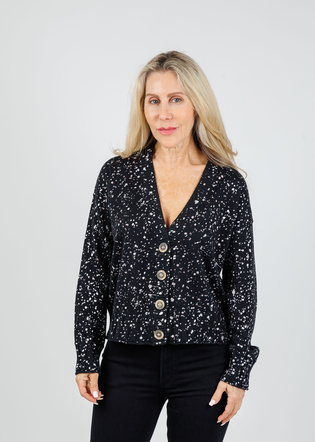 Lisa Todd Snow Sprinkle Cardigan in Black  available at Barbara Katz