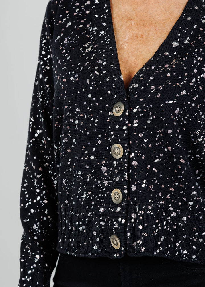 Lisa Todd Snow Sprinkle V-Neck Sweater in Black  available at Barbara Katz