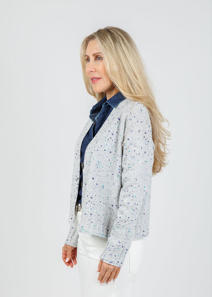 Lisa Todd Snow Sprinkle Sweater Cardigan in Platinum available at Barbara Katz