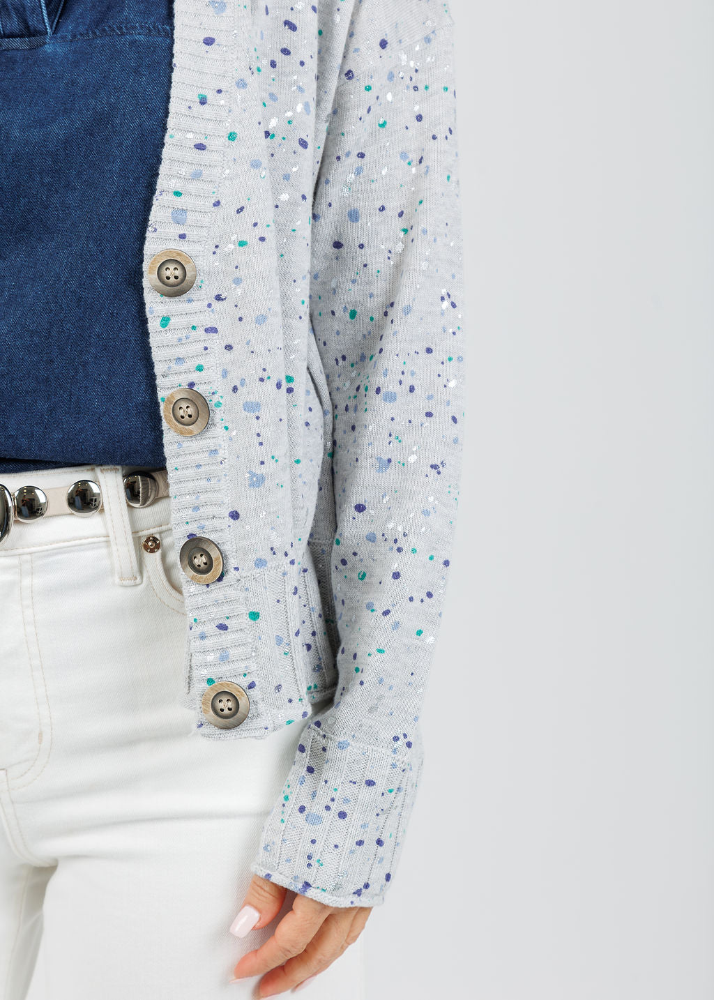 Lisa Todd Snow Sprinkle Sweater in Platinum available at Barbara Katz