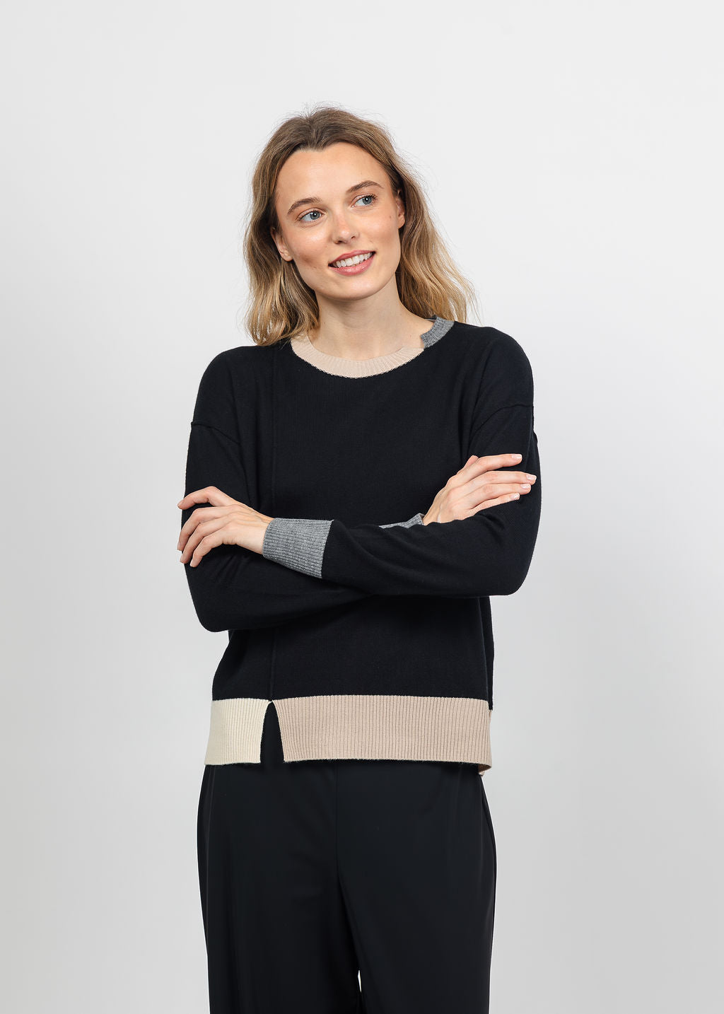 Lisa Todd Bold Block Sweater in Black available at Barbara Katz
