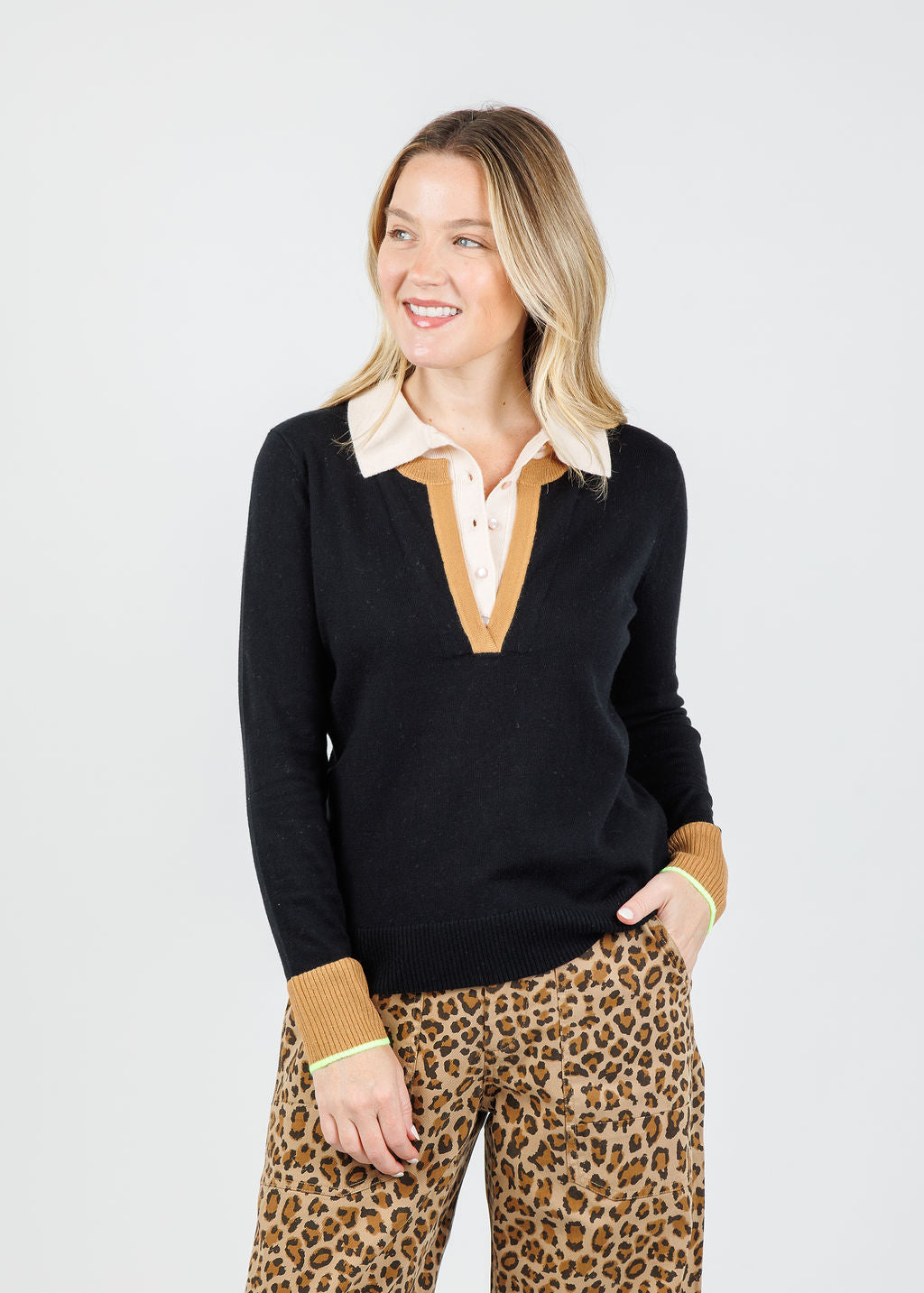Lisa Todd Double Down Sweater in Black available at Barbara Katz