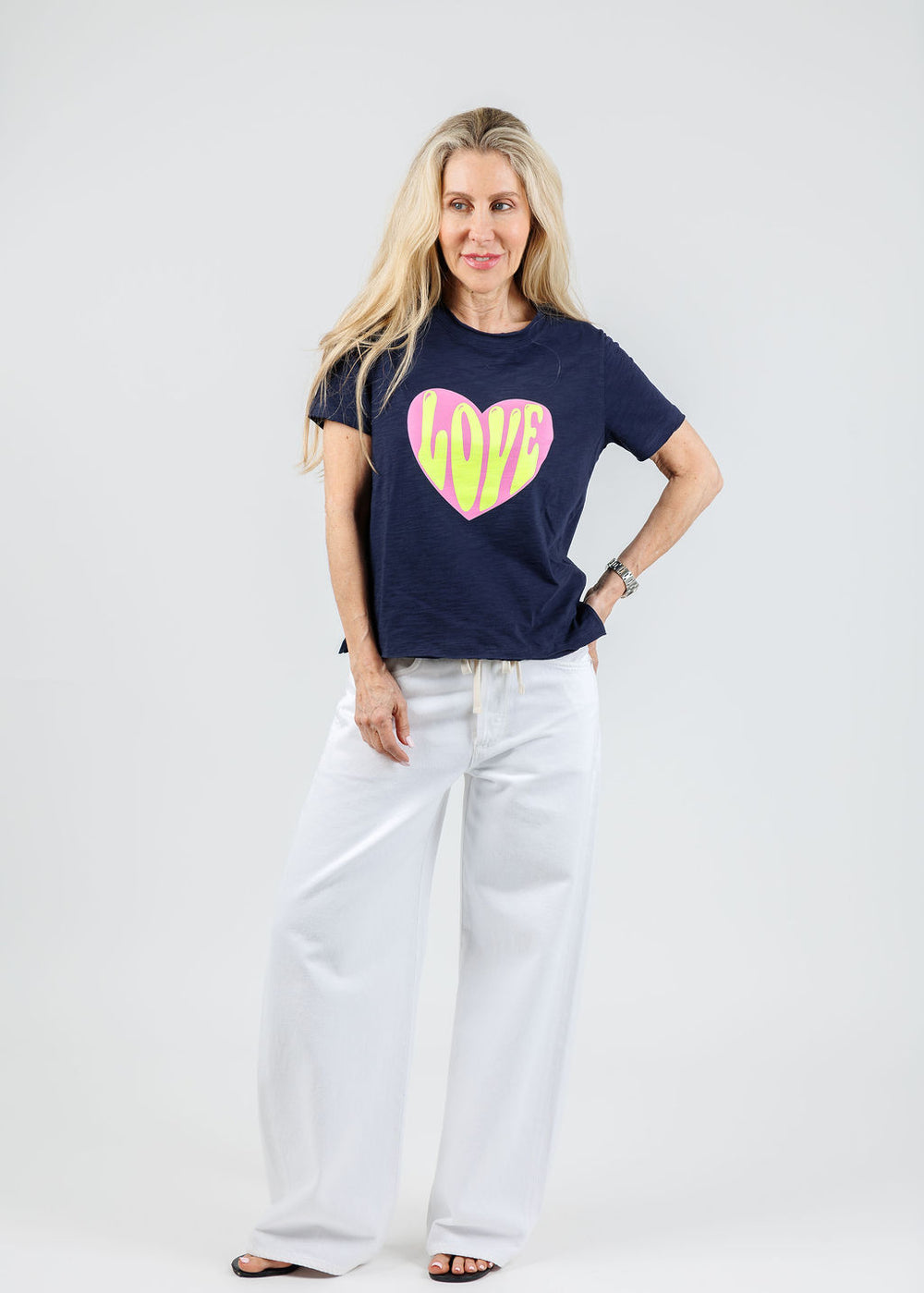 Lisa Todd Hello Love Tee in Navy available at Barbara Katz