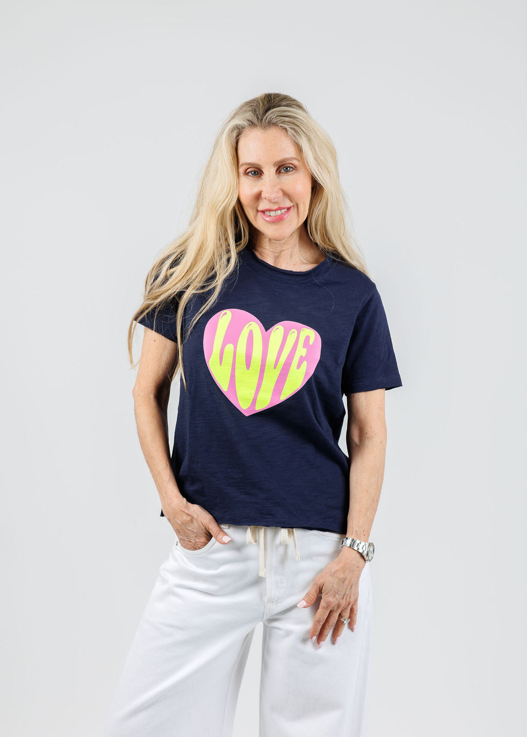 Lisa Todd Hello Love Tee in Navy available at Barbara Katz
